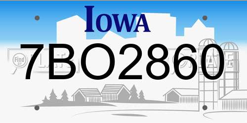 7BO2860 Iowa License Plate