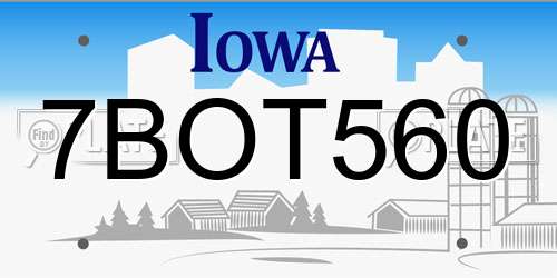 7BOT560 Iowa License Plate