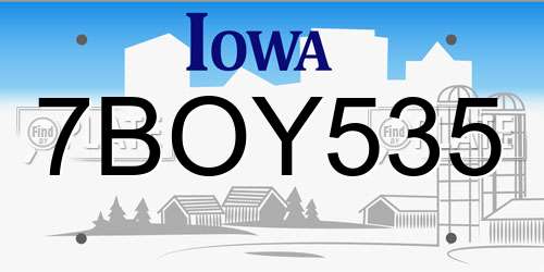 7BOY535 Iowa License Plate