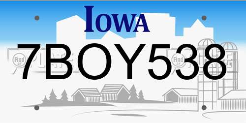 7BOY538 Iowa License Plate