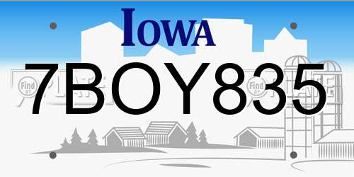 7BOY835 Iowa License Plate