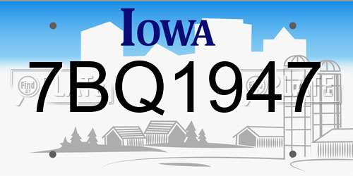 7BQ1947 Iowa License Plate