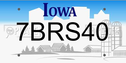 7BRS40 Iowa License Plate