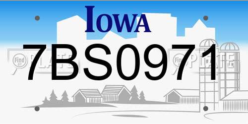 7BS0971 Iowa License Plate