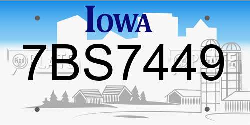 7BS7449 Iowa License Plate