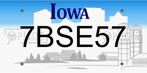 7BSE57 Iowa License Plate