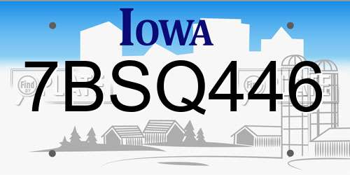 7BSQ446 Iowa License Plate