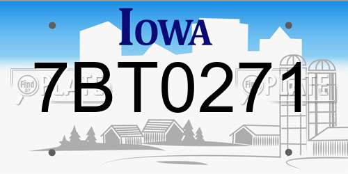 7BT0271 Iowa License Plate