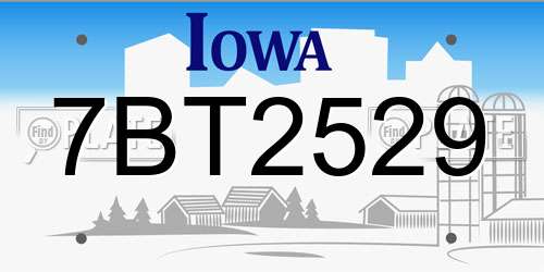 7BT2529 Iowa License Plate