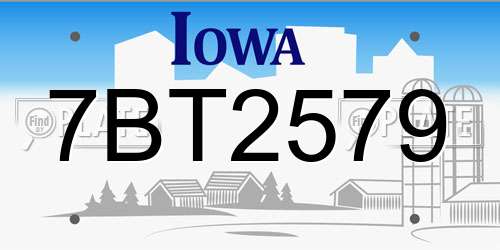 7BT2579 Iowa License Plate