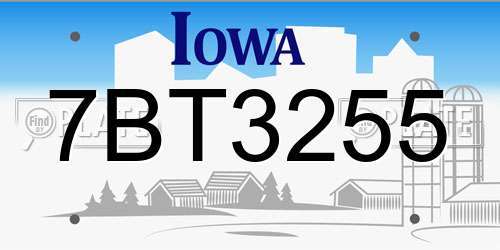 7BT3255 Iowa License Plate