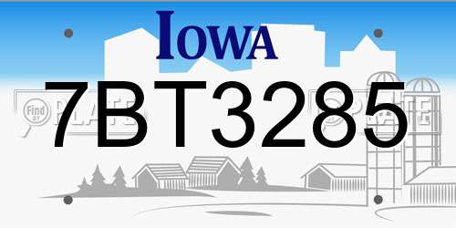 7BT3285 Iowa License Plate