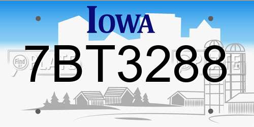 7BT3288 Iowa License Plate