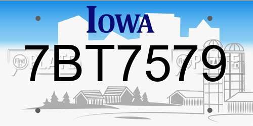 7BT7579 Iowa License Plate