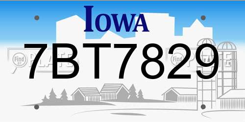 7BT7829 Iowa License Plate