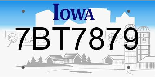 7BT7879 Iowa License Plate
