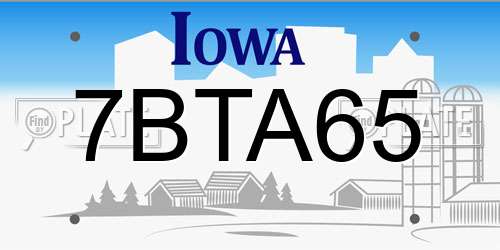 7BTA65 Iowa License Plate