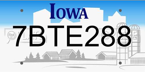 7BTE288 Iowa License Plate