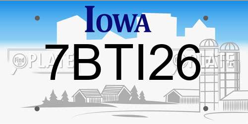 7BTI26 Iowa License Plate