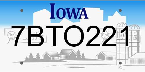 7BTO221 Iowa License Plate
