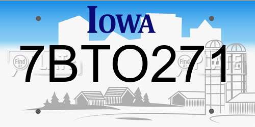 7BTO271 Iowa License Plate