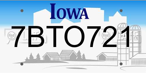 7BTO721 Iowa License Plate