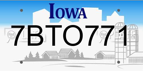7BTO771 Iowa License Plate