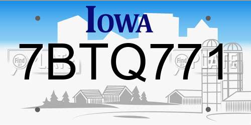 7BTQ771 Iowa License Plate