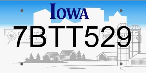 7BTT529 Iowa License Plate
