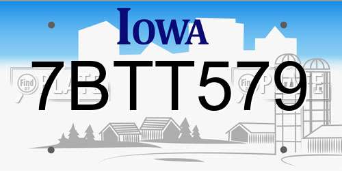 7BTT579 Iowa License Plate