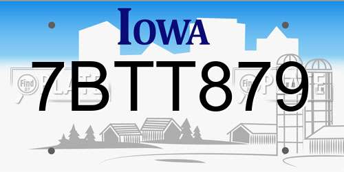 7BTT879 Iowa License Plate