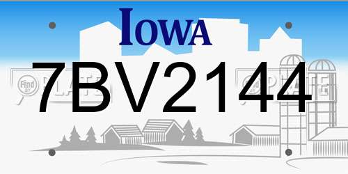 7BV2144 Iowa License Plate