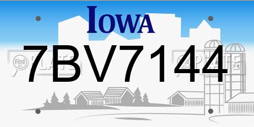 7BV7144 Iowa License Plate
