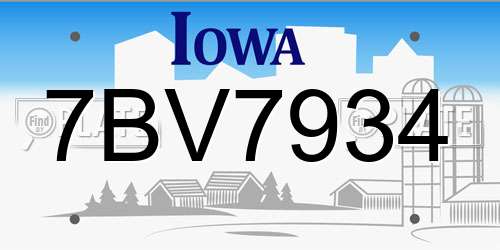 7BV7934 Iowa License Plate