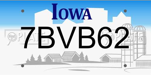 7BVB62 Iowa License Plate