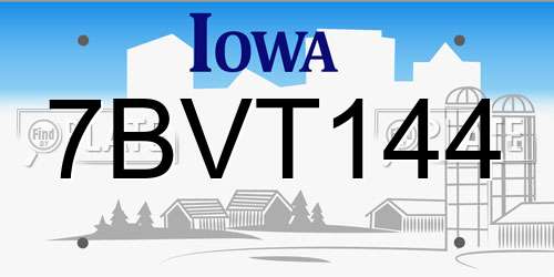 7BVT144 Iowa License Plate