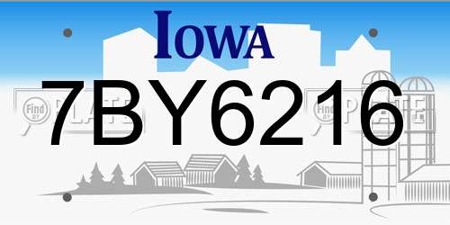 7BY6216 Iowa License Plate