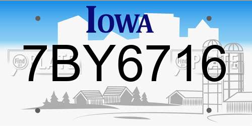 7BY6716 Iowa License Plate