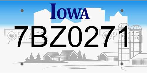 7BZ0271 Iowa License Plate
