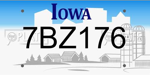 7BZ176 Iowa License Plate