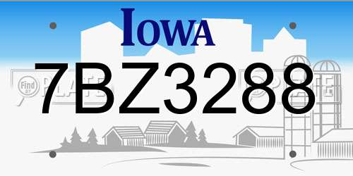 7BZ3288 Iowa License Plate