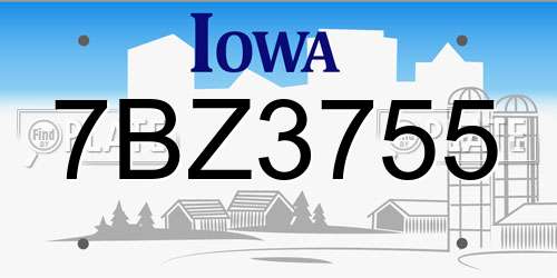 7BZ3755 Iowa License Plate
