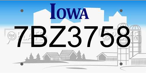 7BZ3758 Iowa License Plate