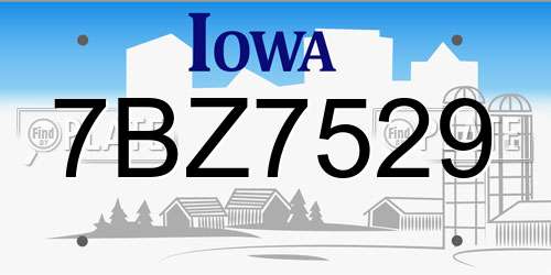 7BZ7529 Iowa License Plate