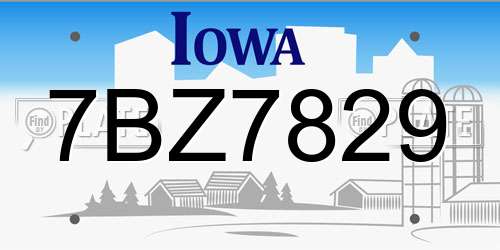 7BZ7829 Iowa License Plate