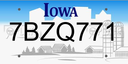 7BZQ771 Iowa License Plate