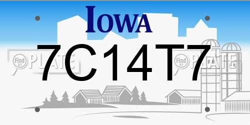 7C14T7 Iowa License Plate