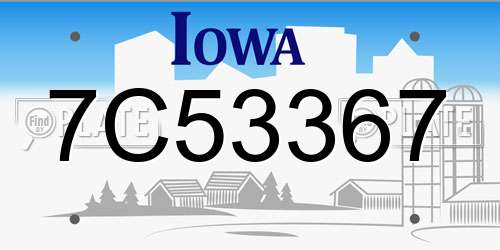 7C53367 Iowa License Plate