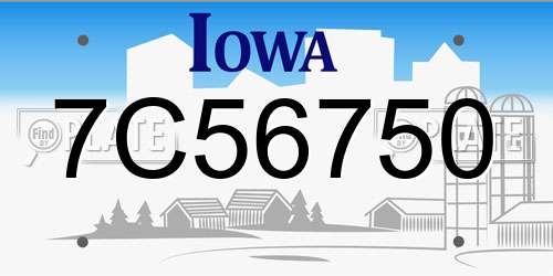 7C56750 Iowa License Plate