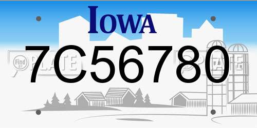 7C56780 Iowa License Plate